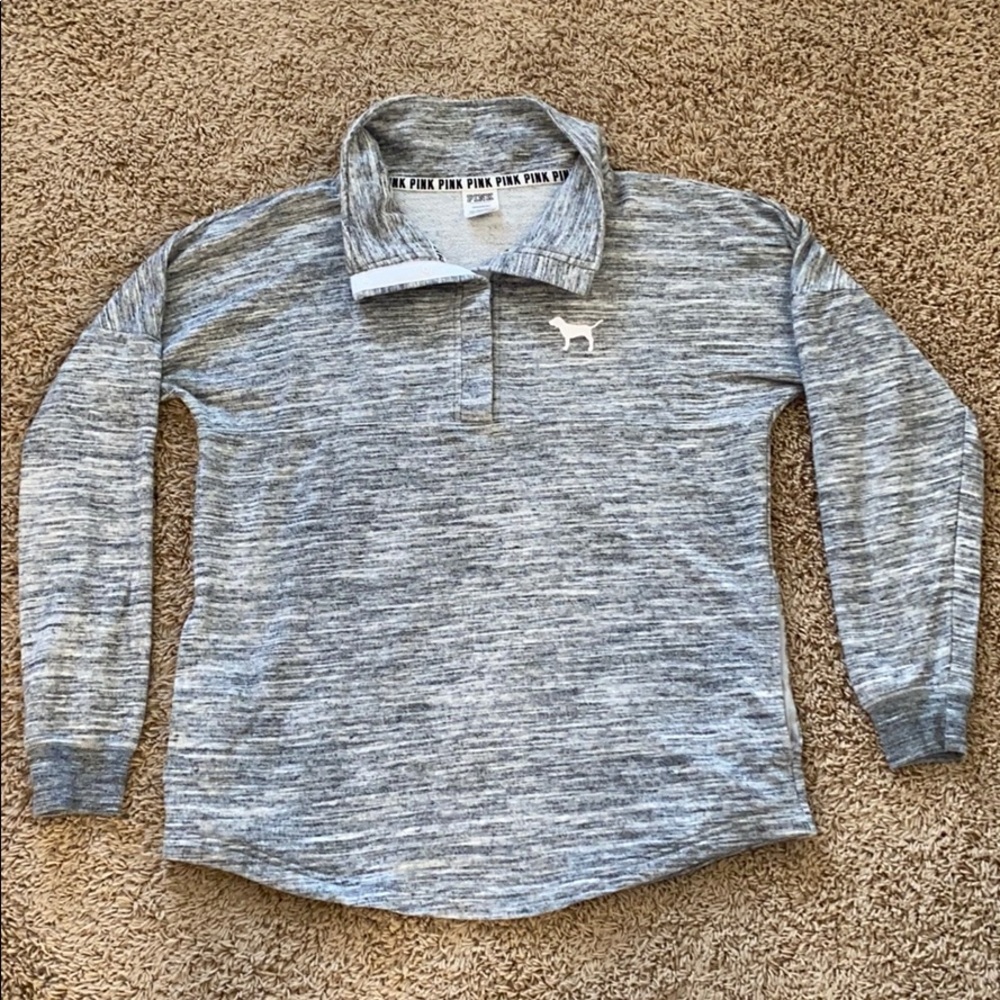 Gray quarter button sweatshirt